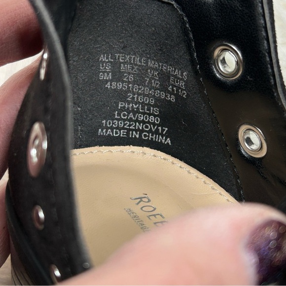 Roebuck & Co Black Vegan Suede Silver Grommet Detail Ankle Boots Booties Size 9 - Picture 11 of 12